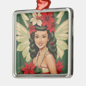 Retro 50s Tropische Kerstprinses Metalen Ornament (Links)