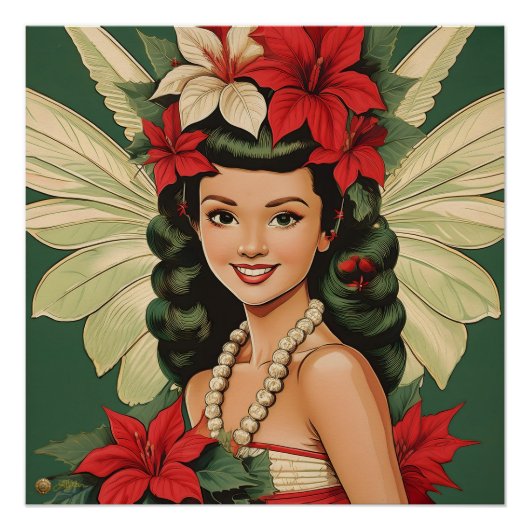 Retro 50s Tropische Kerstprinses Perfect Poster (Voorkant)