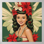 Retro 50s Tropische Kerstprinses Poster