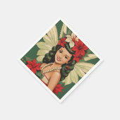 Retro 50s Tropische Kerstprinses Servet (Hoek)