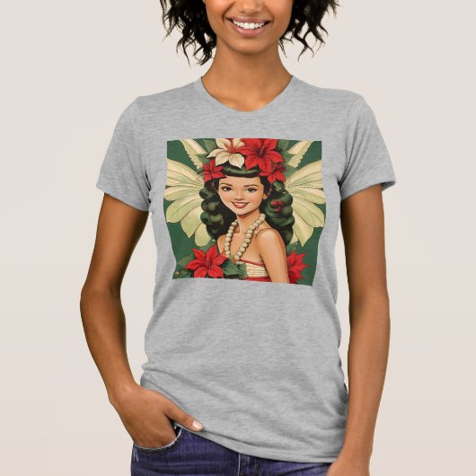 Retro 50s Tropische Kerstprinses T-shirt (Voorkant)