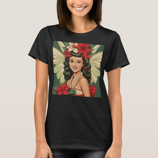 Retro 50s Tropische Kerstprinses T-shirt (Voorkant)