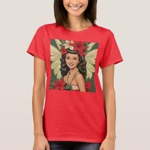Retro 50s Tropische Kerstprinses T-shirt