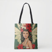 Retro 50s Tropische Kerstprinses Tote Bag (Voorkant)