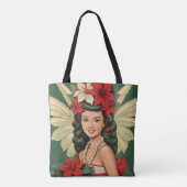 Retro 50s Tropische Kerstprinses Tote Bag (Achterkant)
