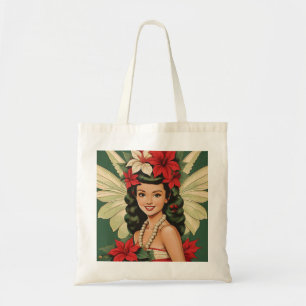 Retro 50s Tropische Kerstprinses Tote Bag