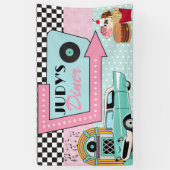 Retro 50s verjaardagsfeestbanner spandoek (Verticaal)