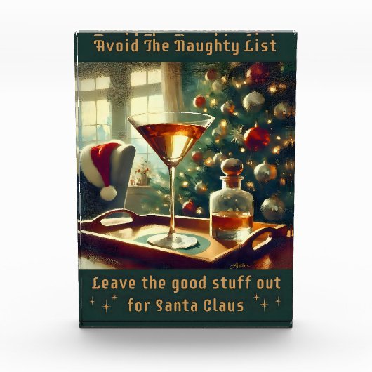 Retro 50s Vermijd De Stoute Lijst Kerst Martini Fotoblokken (Voorkant)
