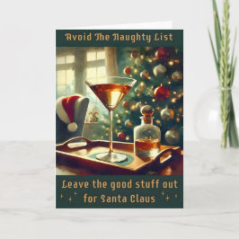 Retro 50s Vermijd De Stoute Lijst Kerst Martini Kaart