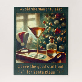 Retro 50s Vermijd De Stoute Lijst Kerst Martini Legpuzzel