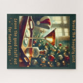 Retro 50s Vermijd De Stoute Lijst Kerst Martini Legpuzzel (Horizontaal)