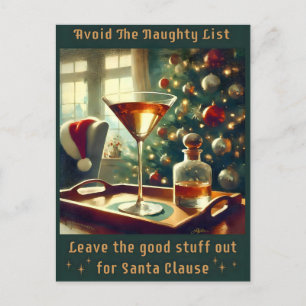 Retro 50's Vermijd de stoute lijst met kerstmartin Briefkaart