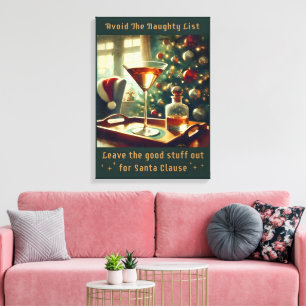 Retro 50's Vermijd de stoute lijst met kerstmartin Canvas Afdruk