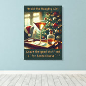 Retro 50's Vermijd de stoute lijst met kerstmartin Canvas Afdruk (Insitu (Houten vloer))