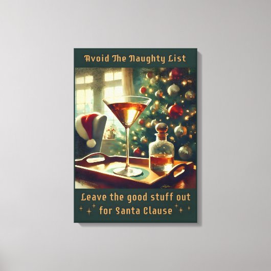 Retro 50's Vermijd de stoute lijst met kerstmartin Canvas Afdruk (Voorkant)