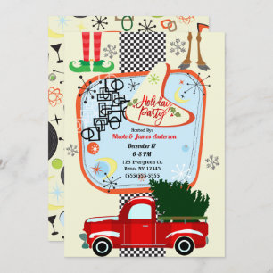 Retro 50's Vintage-kerstfeestdag 60's Kaart