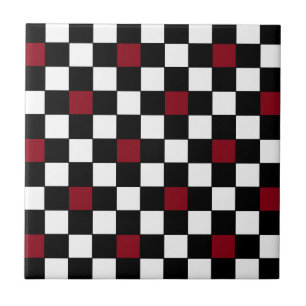 Retro 50s Wine Black Checkerboard Decorator Tile 3 Tegeltje