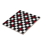 Retro 50s Wine Black Checkerboard Decorator Tile 3 Tegeltje (Zijkant)
