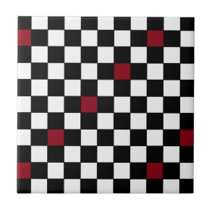Retro 50s Wine Black Checkerboard Decorator Tile 4 Tegeltje