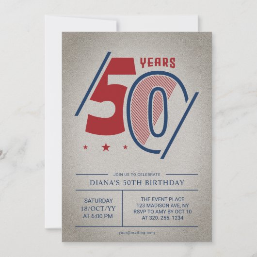 Retro 50th Birthday Kaart (Voorkant)