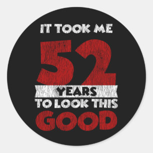 Retro 52 Jaar Oude Grappige 52e Verjaardagscadeau Ronde Sticker
