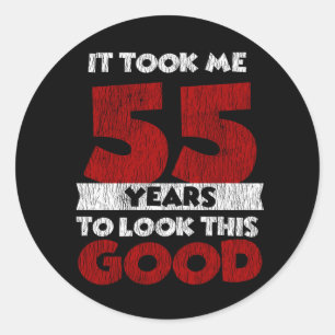 Retro 55 Jaar Oud Funny 55e Verjaardagscadeau Ronde Sticker