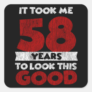 Retro 58 Jaar Oude Grappige 58e Verjaardagscadeau Vierkante Sticker