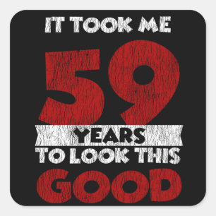 Retro 59 Jaar Oud Grappig 59e Verjaardagscadeau Vierkante Sticker