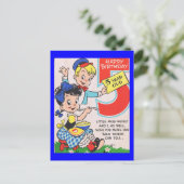 Retro 5e geboortedag briefkaart (Staand voorkant)