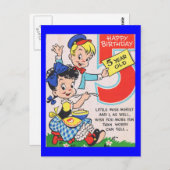 Retro 5e geboortedag briefkaart (Voorkant / Achterkant)