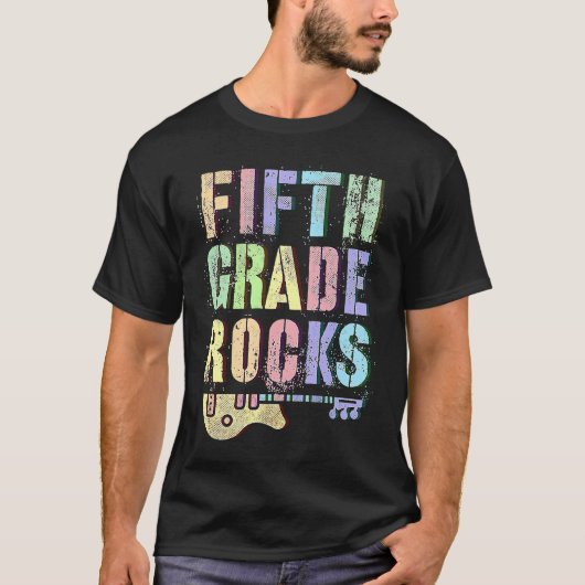 Retro 5th GRADE ROCKS Teacher Rockstar Squad Fifth T-shirt (Voorkant)