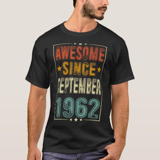 Retro 60 Jaar Oud Geweldige September 1962 60th Bd T-shirt (Voorkant)