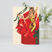 Retro 60 kerst uitnodiging. kaart (Staand voorkant)