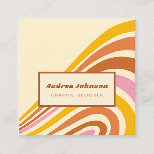 Retro 60 zevenwijdig regenboogstripes 1970-1960 vierkante visitekaartje (Voorkant)