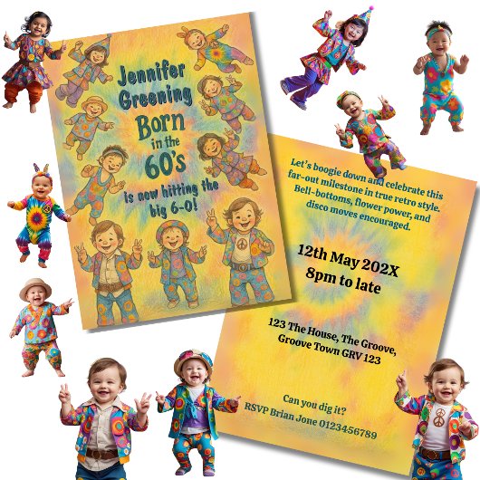 Retro 60e verjaardag Geboren in de jaren '60 Groov Kaart