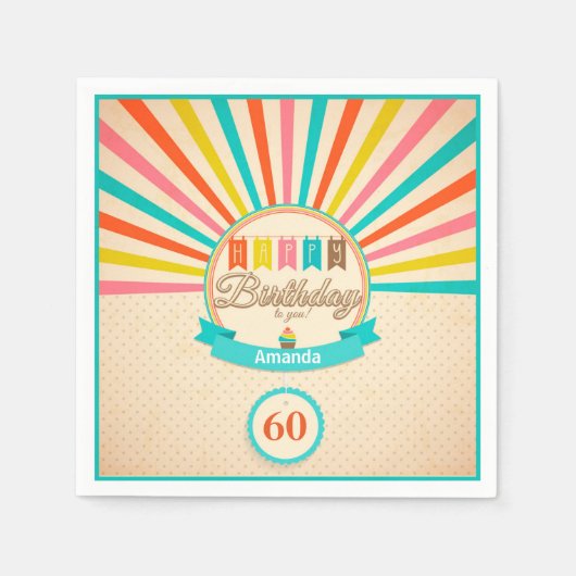 Retro 60e verjaardag Papieren servetten (Voorkant)