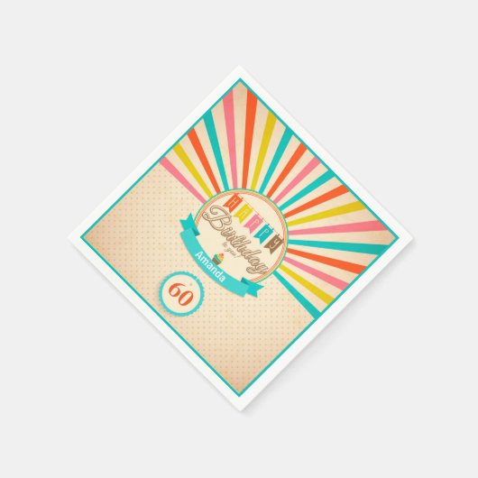 Retro 60e verjaardag Papieren servetten (Hoek)