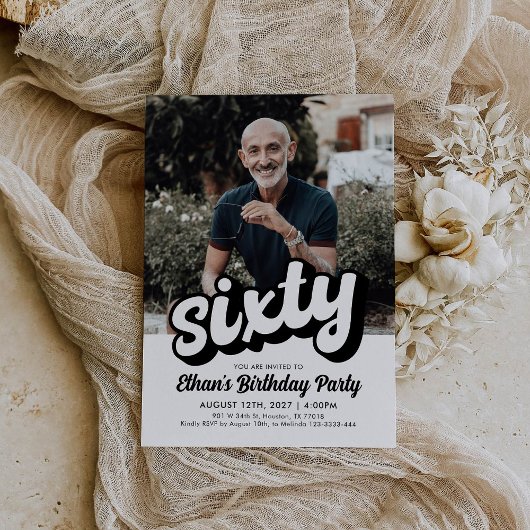 Retro 60e verjaardag uitnodiging | zestigste verja