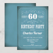 Retro 60e verjaardagsfeestje - Blauw Wit Kaart (Voorkant / Achterkant)