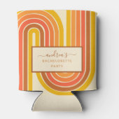 Retro 60er 70er geometrisch regenboog vrijgezellen blikjeskoeler (Achterkant)