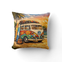 Retro 60er Hippie Surfer Strand Bus Zonsondergang 