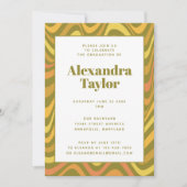 Retro 60s 70s Abstract Groovy Green Afstuderen Kaart (Voorkant)