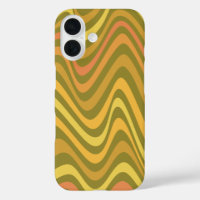 Retro 60s 70s Abstracte Lines Pattern Green Yellow