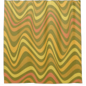 Retro 60s 70s Abstracte Lines Pattern Green Yellow Douchegordijn (Voorkant)