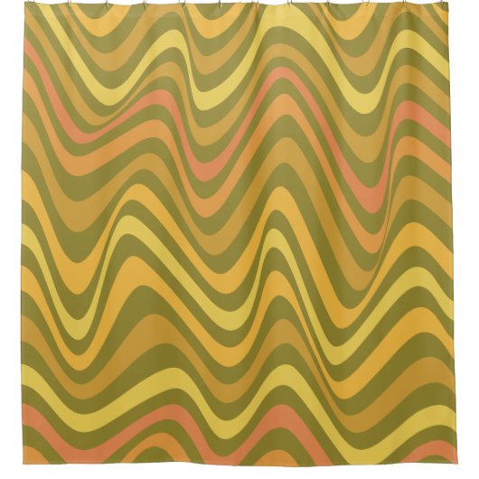 Retro 60s 70s Abstracte Lines Pattern Green Yellow Douchegordijn (Voorkant)