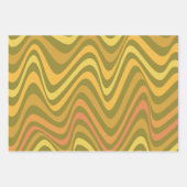 Retro 60s 70s Abstracte Lines Pattern Green Yellow Inpakpapier Vel (Voorkant 3)