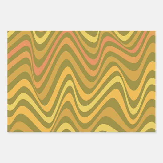 Retro 60s 70s Abstracte Lines Pattern Green Yellow Inpakpapier Vel (Voorkant 2)