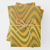 Retro 60s 70s Abstracte Lines Pattern Green Yellow Inpakpapier Vel (In situ)