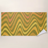 Retro 60s 70s Abstracte Lines Pattern Green Yellow Strandlaken (Voorkant)