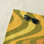 Retro 60s 70s Abstracte Lines Pattern Green Yellow Strandlaken (In situ)